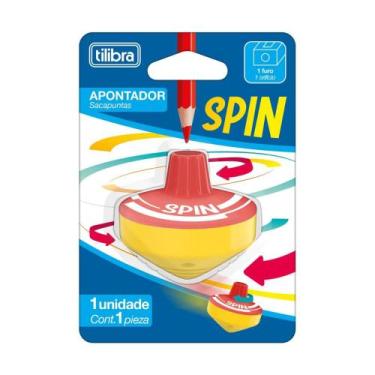 Imagem de Apontador 1 Furo com Depósito Spin TILIBRA, Vermelho