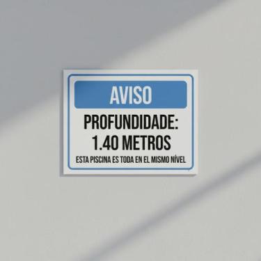 Imagem de Placa Acm Aviso Profundidade 1 E 40 Metros Piscina 18X23 - Sinalizo