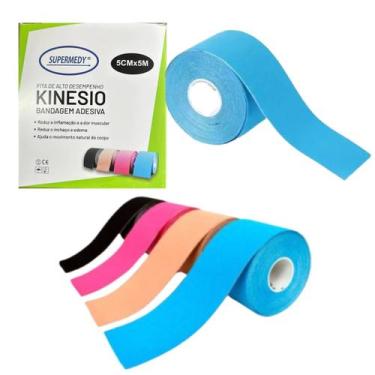 Imagem de Bandagem Elastica Fita De Kinesio Supermedy -, Azul