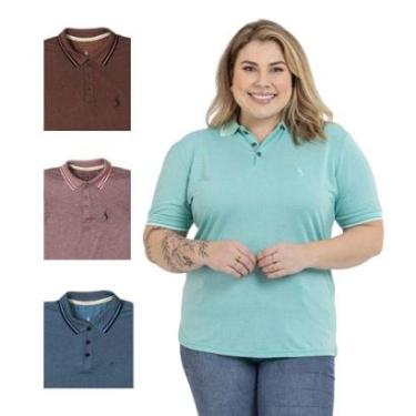 Imagem de Kit 4 Camisa Polo Feminina Plus Size Casual Elegante-Feminino