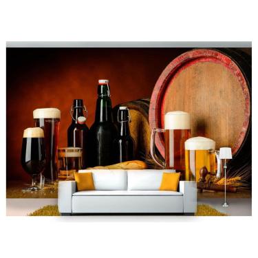 Imagem de Papel De Parede Cerveja Bebida Barril Caneca 3D Al85