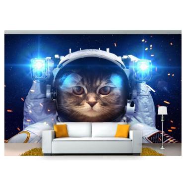 Imagem de Papel De Parede Animais Gato No Espaço 3D Anm133