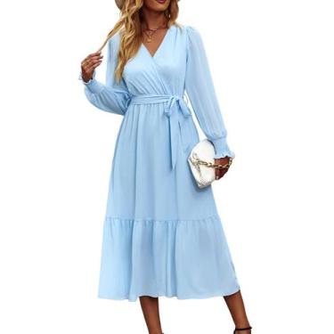 Imagem de Vestido PRETTYGARDEN Maxi Envelope Decote V Manga Longa XL