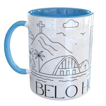 Imagem de Caneca Porcelana Belo Horizonte - Pense Canecas, Azul Claro
