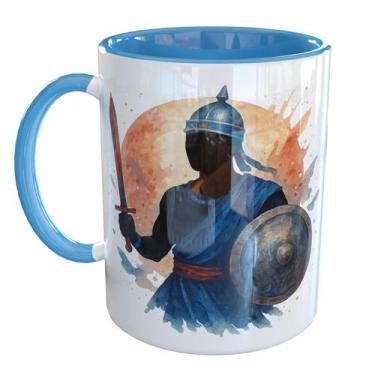 Imagem de Caneca Porcelana Ogum Umbanda Orixas - Pense Canecas, Azul Claro