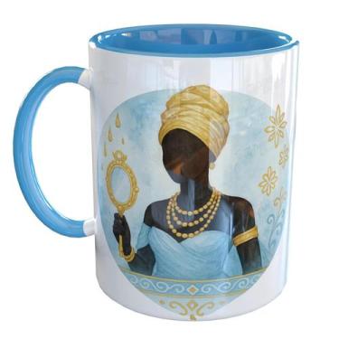 Imagem de Caneca Porcelana Oxum Umbanda Orixas - Pense Canecas, Azul Claro