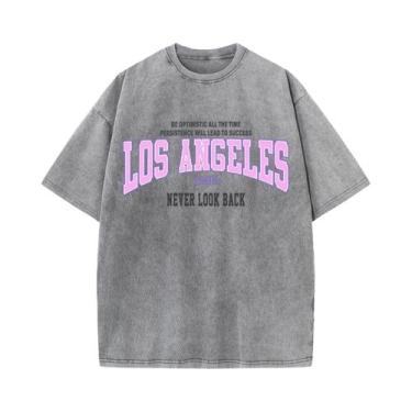 Imagem de Camisetas De Algodão Desgastadas Femininas Com Estampa Los Angeles 199