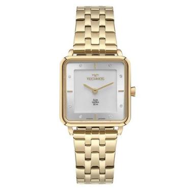 Imagem de Relógio technos feminino dourado quadrado cristais gl22am/1k