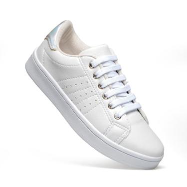 Imagem de Tênis Feminino Branco Casual Para Dia a Dia Clássico Leve Confortável Macio Básico-Feminino