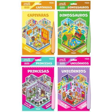 Imagem de Livro Infantil Interativo Cenários 3d Para Montar Com Adesivos Pinça e