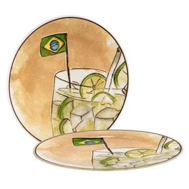 Imagem de Kit 2 petisqueiras de vidro caipirinha bandeira prato 18 cm - Loja Bor