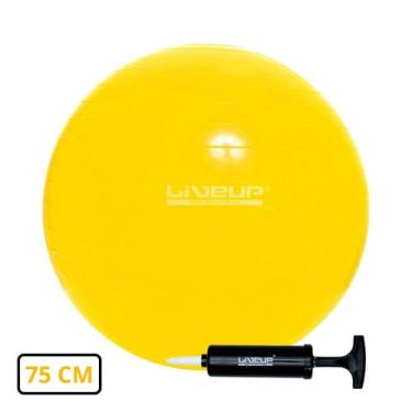 Imagem de Bola Premium Suiça para Pilates 75cm Amarela com Bomba de Inflar - Liv