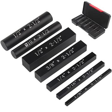Imagem de EANOSIC Conjunto de medidores de altura de blocos de configuração, 7 peças de barras de configuração de alumínio de precisão para acessórios de serras de mesa e montagem de madeira, barras incluem marcações de tamanho gravadas a laser