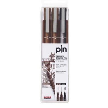 Imagem de Estojo de Canetas Fineliner Uni Pin Uniball Drawing Pen Preto e Sépia 3 Peças