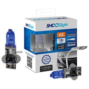 Imagem de Par de Lâmpadas Halógena Super Brancas 8500K H3 12V 55W Automotiva Shocklight SL-120003SBBA