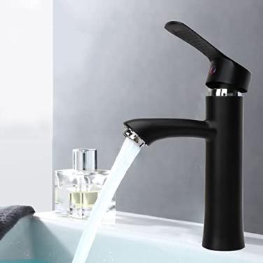Imagem de Torneiras de bacia preta/cromada de alça única para banheiro torneira de bacia montada no convés torneiras misturadoras de pia fria quente, 2, china