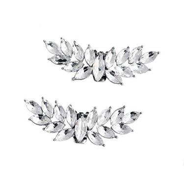 Imagem de MLAVXCC 2 peças elegantes sapatos femininos de strass borboleta clipes para noiva festa de casamento cristal fivelas