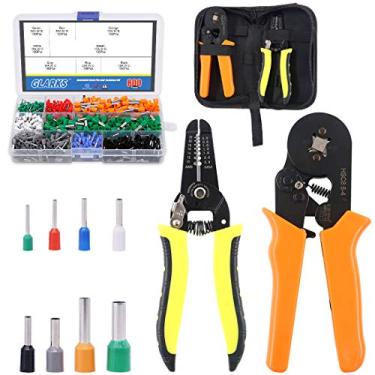 Imagem de Glarks Kit de ferramentas de crimpagem de ferrugem, terminal de ferrugem de bloco com 800 peças de terminais de ferrugem com isolamento de 0,25 – 6,0 mm, AWG 23-10 e uma fita de fio de 10 – 22 AWG para projetos de fiação