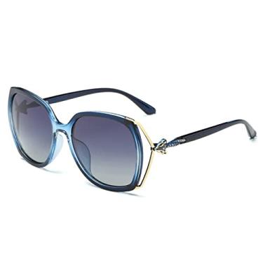 Imagem de Decoração Moda Luxo Óculos de Sol Feminino Designer Óculos de Sol Feminino Metal Vintage De Sol Feminino, C04 Azul, Sem Estojo