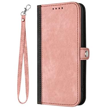 Imagem de Capa para Samsung Galaxy S23ultra/s23plus/s23, capa flip, carteira de couro PU em relevo capa fólio magnética à prova de choque capa protetora com suporte slots para cartão alça de pulso, rosa, S23 6,1"