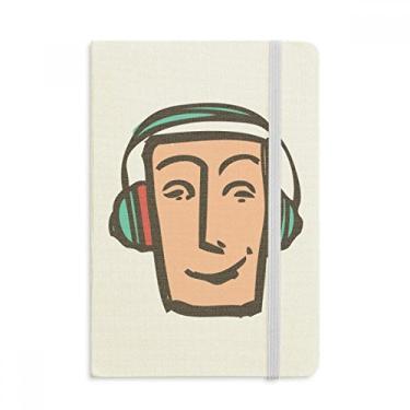Imagem de Caderno abstrato com desenho de rosto feliz, capa dura oficial, diário clássico