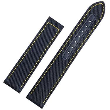 Imagem de DFAMIN Para Omega Seamaster 300 Tecido Couro AQUA TERRA 150 agulha de cupuntura capitão Pulseira de Relógio de Lona de Nylon Tecido 19mm 20mm 21mm 2mm Pulseiras (Cor: Azul Amarelo