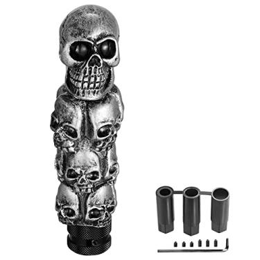 Imagem de XhuangTech Manípulos de câmbio de crânio, manípulo de câmbio automático de engrenagens, alavanca de engrenagem de crânio cabeça de mudança de carro se encaixa na maioria dos carros de transmissão