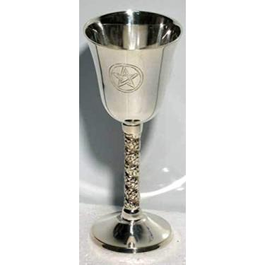 Imagem de Cálice de pentagrama de 12,7 cm de altura ~ latão sólido banhado a prata 100% da New Age Imports, Inc.