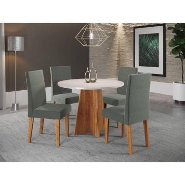 Imagem de Conjunto Mesa de Jantar Redonda Spirit com 4 Cadeiras Viero Móveis Mel/Blonde/Grisse