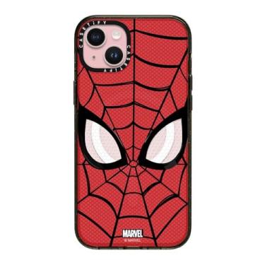 Imagem de CASETiFY Capa Impact para iPhone 15 Plus [Spider-Man Co-Lab / Proteção contra quedas de 2,5 metros/Compatível com Magsafe] - Máscara do Homem-Aranha - Preto Transparente