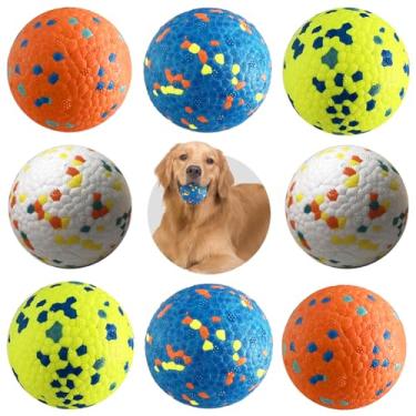 Imagem de Mankoda Bolas para cães, 8 peças de bolas de tênis para mastigadores agressivos, brinquedos duráveis para cães mastigáveis, brinquedo aquático de 7,5 cm de diâmetro, bolas de busca interativas para