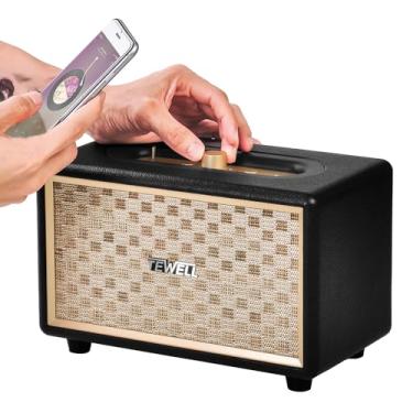 Imagem de Alto-falante doméstico com áudio premium | graves ricos, mostrador rotativo para controle de volume | Interruptor de alternância, Bluetooth sem fio e entrada auxiliar de 3,5 mm para toca-discos |