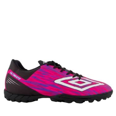 Imagem de Chuteira Society Umbro Ultimate,Rosa Fluor/Preto/Branco,39