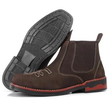 Imagem de botina masculina em couro estilo rodeio country texana bota mateira (nobuck café, BR, Adulto, Numérico, 38)