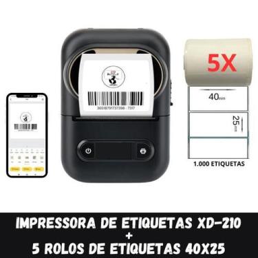 Imagem de Impressora Etiqueta XD-210 + 5 Rolos Etiqueta Adesiva 40x25 - Xd Mega,