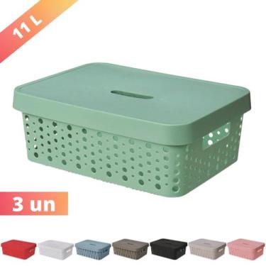 Imagem de Kit 3 Caixa Organizadora Trama Rattan 11L Usual Utilid. - Usual Utilid