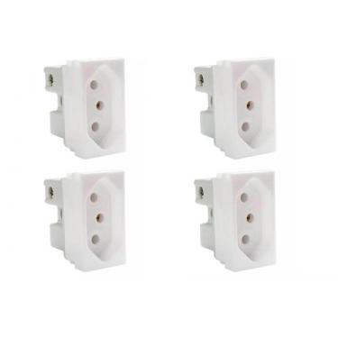 Imagem de Kit C/4 - Modulo Steck Linha Stella 1 Tomada 10A. Branco ..., Branco