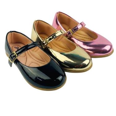 Imagem de Kit Com 3 Pares Sapatilha Infantil Menina Boneca Verniz Confortável SP
