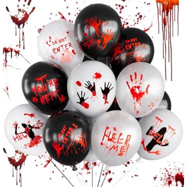 Imagem de Halloween Balloons, 12 Inch Bloody Balloon, 50 Pcs Horror Balloons with Scary Blood Handprint Zombie Latex Balloon for Halloween Party, Horror Birthday Decora, Vampire Haunted House Party Supplies