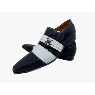 Imagem de Sapato Masculino Italiano Em Couro Preto Cobra Ref: D721 - ART SAPATOS