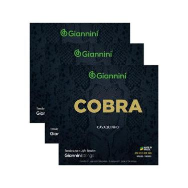 Imagem de Kit 3 Encordoamento Cavaquinho Giannini Cobra GESCL Níckel .010 Leve