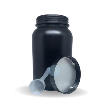 Imagem de 3 Potes Vazio Preto Com Selo de Inducao Para Whey - 900g - Embanet Com