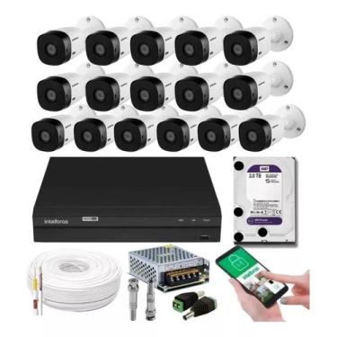 Imagem de Kit 16 Câmeras Intelbras Multi Hd 1120b Dvr 16 Canais Com Hd