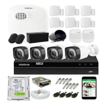 Imagem de Kit Alarme Residencial S/ Fio E  4 cameras Full Hd E Dvr intelbras 4 c