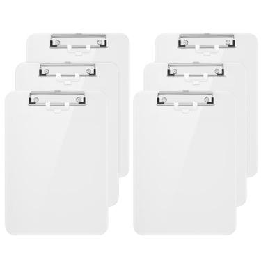 Imagem de Hongri Conjunto de 6 Pranchetas de Plástico, Prancheta Branca Tamanho Carta A4 Padrão para Enfermeiras, Estudantes e Escritório, Prancheta com Porta-Caneta e Clipe de Perfil Baixo, Tamanho 12,5 X 9",(