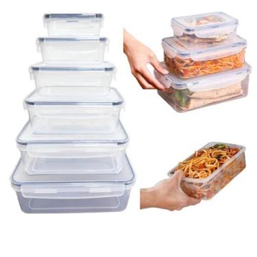 Imagem de Kit 6 Potes Herméticos Plásticos Vasilha Tapoer Transparente - YEPP, T