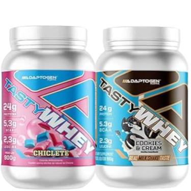 Imagem de Tasty Whey 3W Sabor Chiclete 900g + Tasty Whey 3W Sabor Cookies and Cream 900g - Adaptogen Science