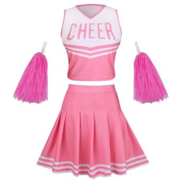 Imagem de AGCOAH Cheerleader Uniform Costume for Women Tenns Adult Crop Top Cheer Outfit Halloween Party Cosplay Pink XS