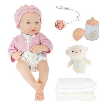 Imagem de Boneca Bebê Reborn 35cm Realista Vinil Menina Com Acessórios