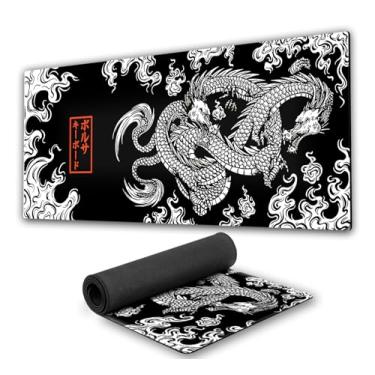 Imagem de Mouse Pad Gamer Dragão Chinês Premium fundo de borracha 90x40cm 900x400 80x30cm 800x300 speed gamer mousepad 90x40 (Preto, 90x40cm)